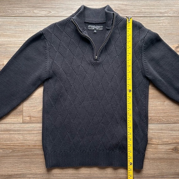 Liverpool | Cotton Knit Quarter Zip Pullover Sweater in Black (Small) - Picture 2 of 8